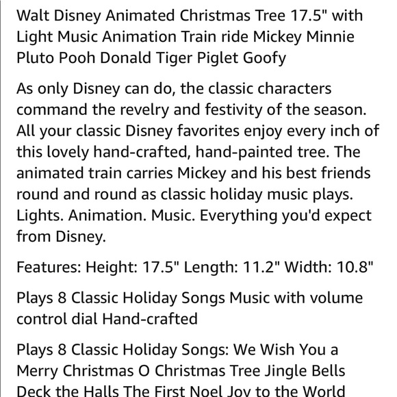 Disney Christmas tree table top ceramic plays Christmas songs - Picture 6 of 6